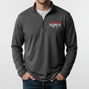 NFL Patriots 1/4 Zip Gray Long Sleeve Men's Football Team Shirt, Size L